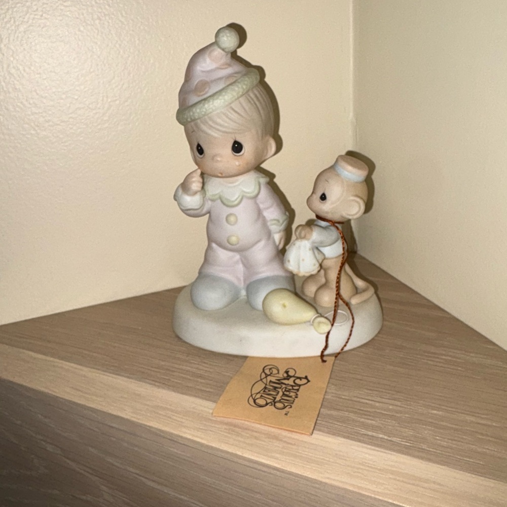 Precious Moments Clown and Monkey Figurine - Soft Pastels